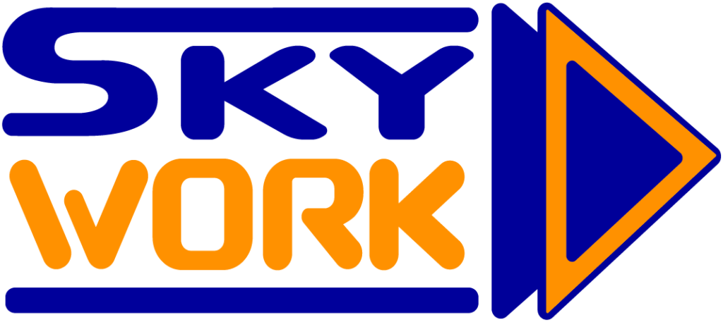 logo skywork engineering สีน้ำเงินและส้ม